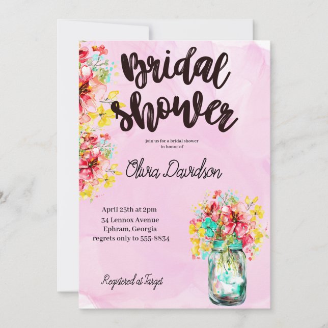 Convite Chá de panela de Jardim de Portas Petal (Frente)