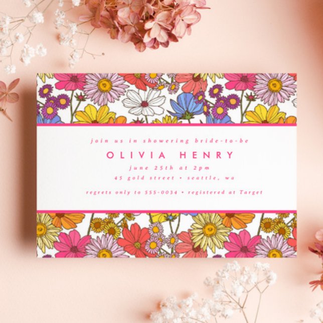 Convite Chá de panela de Jardim Flor do Hippie Rainbow (Criador carregado)