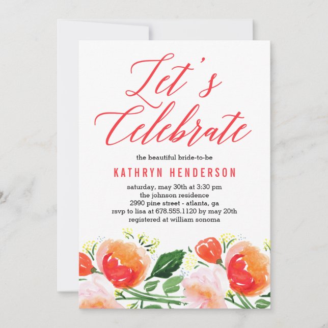 Convite Chá de panela de Jardim Vibrante (Frente)