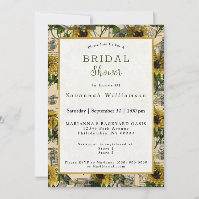 Convite Chá de panela de Jornal Amarelo-Amarelo (Frente)