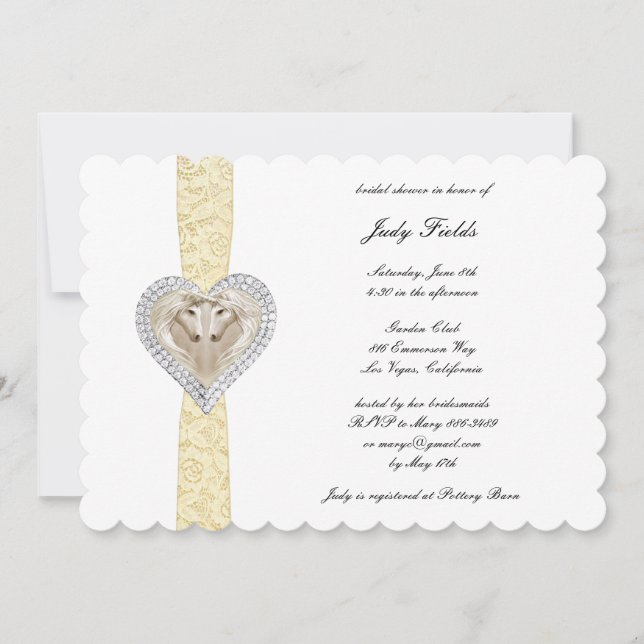 Convite Chá de panela de Lace Amarelo Unicorn (Frente)