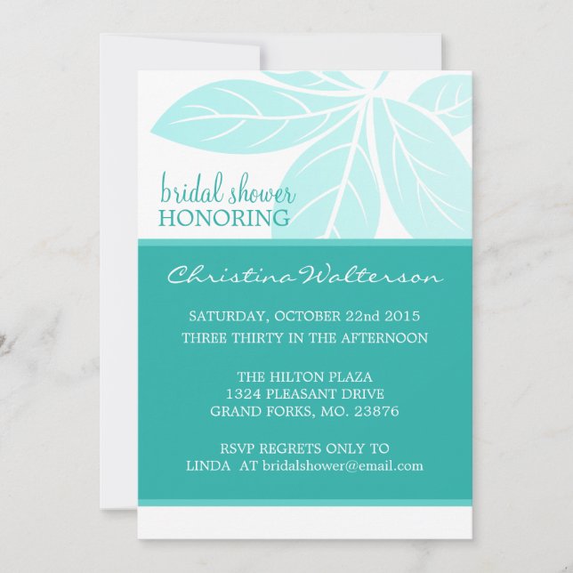 Convite Chá de panela de Lagoa Teal Moderno (Frente)