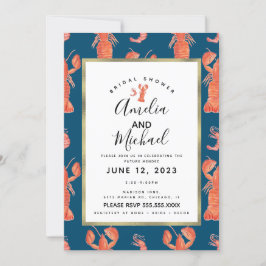 Convite Chá de panela de lagosta de lagosta de Aquarelas