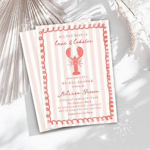 Convite Chá de panela de lagosta Náutica, de Stripe Rosa
