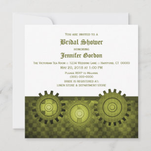 Convite Chá de panela de Lágrimas Verde Steampunk