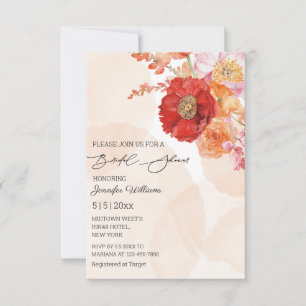 Convite chá de panela de laranja floral com aquarela
