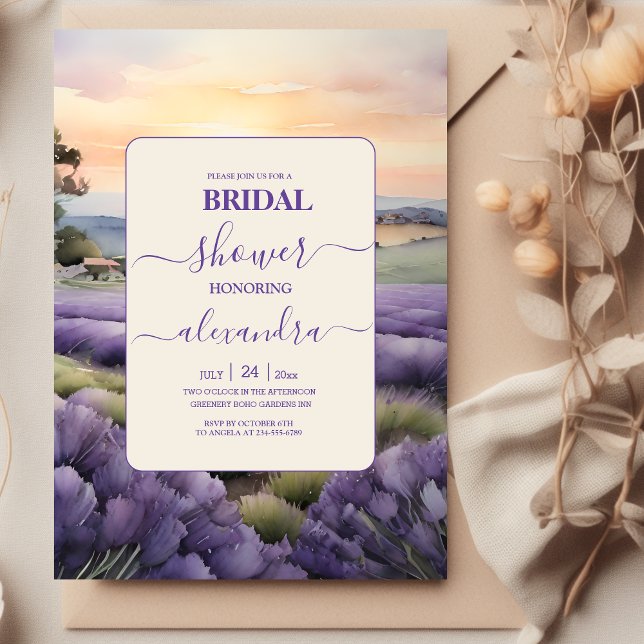 Convite Chá de panela de lavanda floral elegante (Criador carregado)