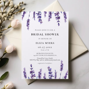 Convite Chá de panela de lavanda floral elegante