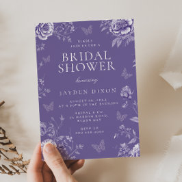 Convite Chá de panela de Lavanda roxo entonado