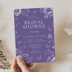 Convite Chá de panela de Lavanda roxo entonado