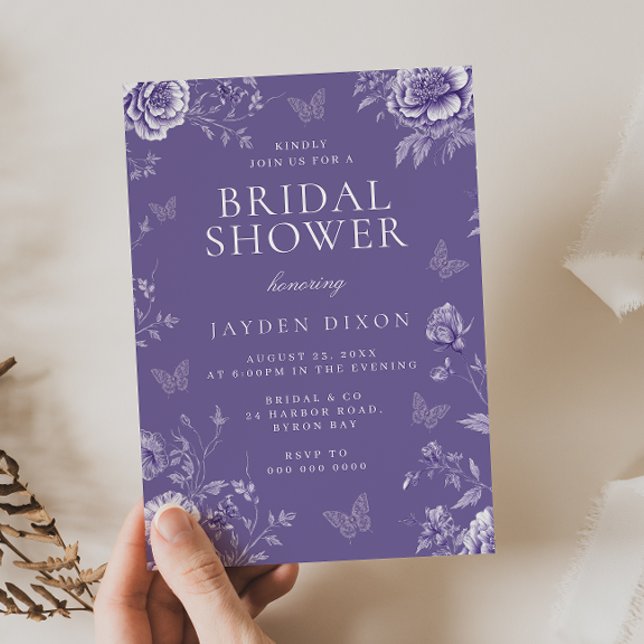 Convite Chá de panela de Lavanda roxo entonado (Criador carregado)