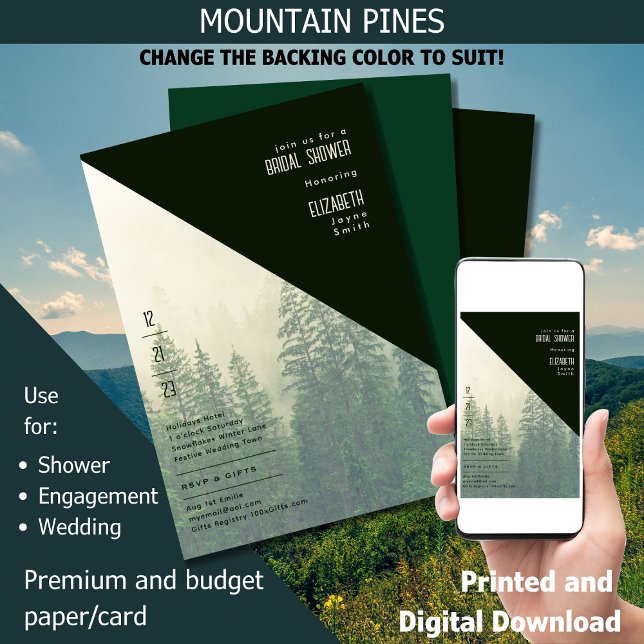 Convite Chá de panela de Leah G Forest Pine Winter Trees (Criador carregado)