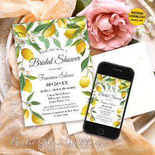 Convite Chá de panela de Lemon Boho no Verão Moderno