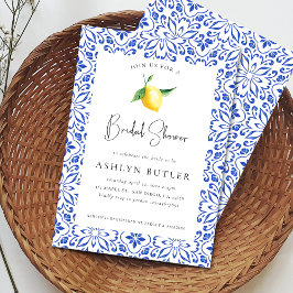 Convite Chá de panela de limão Azulejos do Mediterrâneo