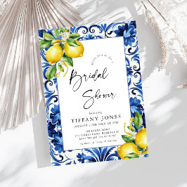 Convite Chá de panela de limões Azulejos azuis do Mediterr