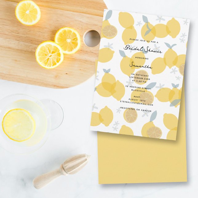 Convite Chá de panela de limões de citrinos de Pastel mode (Modern Pastel Citrus Lemons Bridal Shower Invitation)