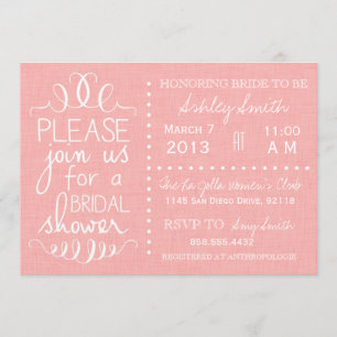 Convite Chá de panela de Linen Rosa