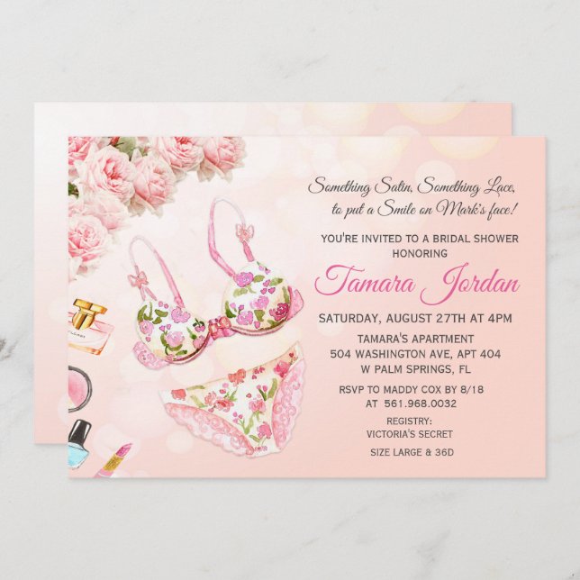 Convite Chá de panela de Lingerie (Frente/Verso)