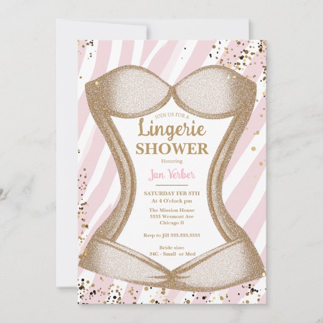 Convite Chá de panela de lingerie - Bachelorette rosa (Frente)