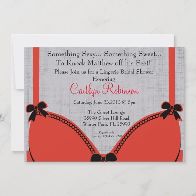 Convite Chá de panela de Lingerie Bra (Frente)