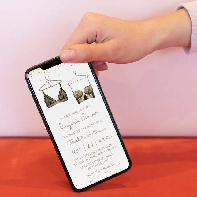 Convite Chá de panela de Lingerie de Aquarela Dourada pret (Criador carregado)