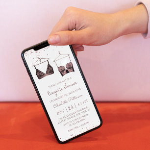 Convite Chá de panela de Lingerie de Aquarela Preta