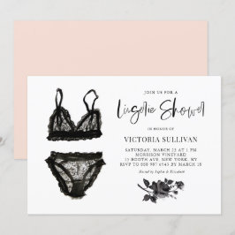 Convite Chá de panela de Lingerie de rendas de aquarela pr