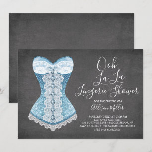 Convite Chá de panela de Lingerie do Corset Azul