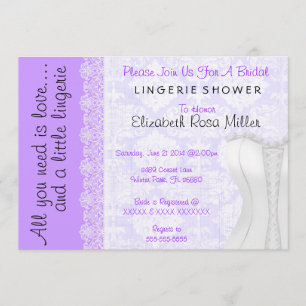 Convite Chá de panela de Lingerie do Corset Branco