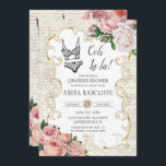 Convite Chá de panela de Lingerie Rosa francês Chic Vintag<br><div class="desc">Personalize este chá de panela de lingerie floral de chique com sua própria redação fácil e rapidamente, basta pressionar o botão personalizar para reorganizar e formatar o estilo e posicionamento do texto. Este convite elegante apresenta um quadro antigo de ouro adornado por rosas franceses cor-de-rosa pincelado vintage e um fundo...</div>