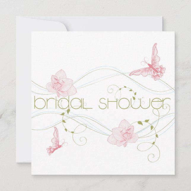 Convite Chá de panela de lírios cor-de-rosa com casamentos (Frente)