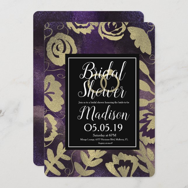 Convite Chá de panela de Lixeira Dourada do Rosa do Jardim (Frente/Verso)