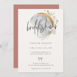 Convite Chá de panela de Lua de Flor Selvagem