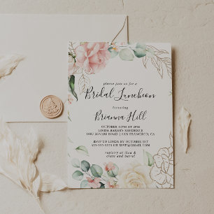 Convite Chá de panela de Luncheo de Pé Verde Dourado