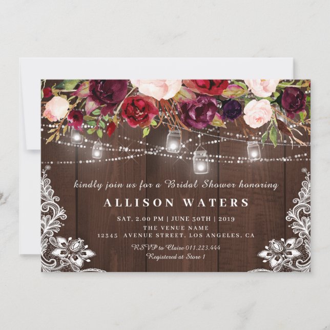 Convite Chá de panela de luzes de corda russa (Frente)