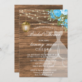 Convite Chá de panela de madeira de barno russo - Azul-beb