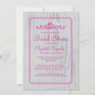 Convite Chá de panela de madeira de Fuchsia Vintage Barn
