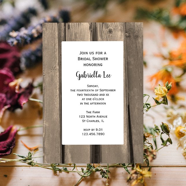 Convite Chá de panela de madeira do Country Barn (This charming invite is perfect inspo for your casual barn party bridal shower.)