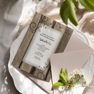 Convite Chá de panela de madeira e flores de galinha