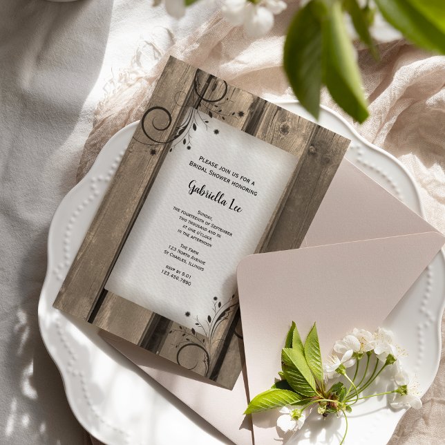 Convite Chá de panela de madeira e flores de galinha (Criador carregado)