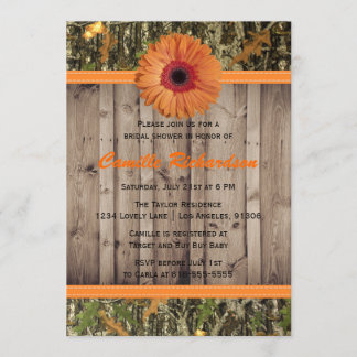 Convite Chá de panela de Madeira e margarida laranja