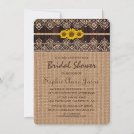 Convite Chá de panela de madeira Rustic Lace Burlap