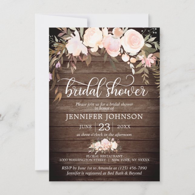 Convite Chá de panela de marfim rosa com arco-íris (Frente)