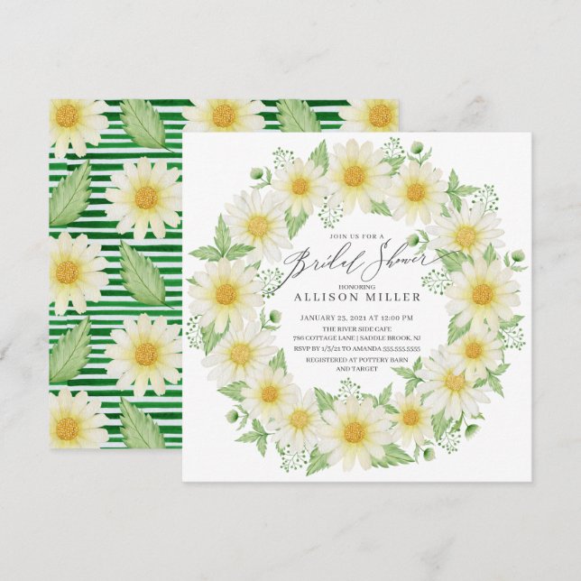 Convite Chá de panela de margarida fresca (Frente/Verso)