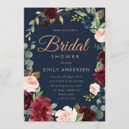 Convite Chá de panela de marinho burgundy do script de Bro