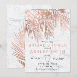 Convite Chá de panela de mármore de palmeira rosa moderno