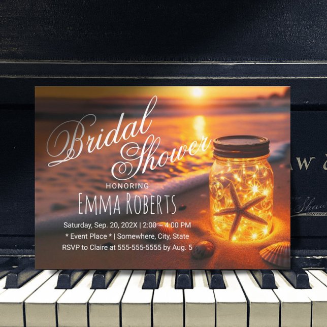 Convite Chá de panela de Mason Jar de Sunset Beach (Criador carregado)