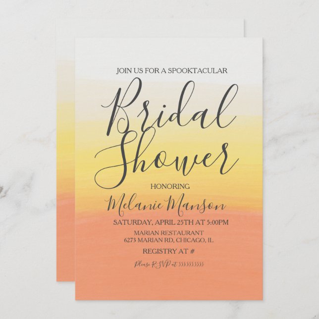 Convite Chá de panela de milho doce do Halloween (Frente/Verso)