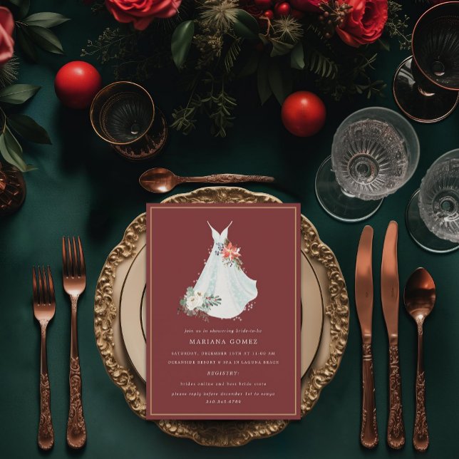 Convite Chá de panela de Natal de Vestido de Casamento (Criador carregado)
