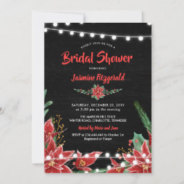 Convite Chá de panela de Natal do Quadro de Chalkboard Red